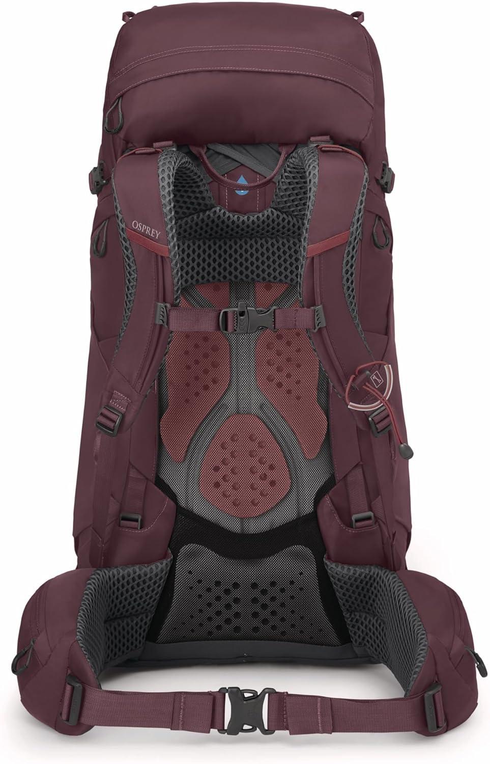 imageOsprey Kyte 48L Womens Backpacking Backpack Hiking amp Camping Bag with Waterproof Raincover Barley Brown XSmallSmallElderberry Purple