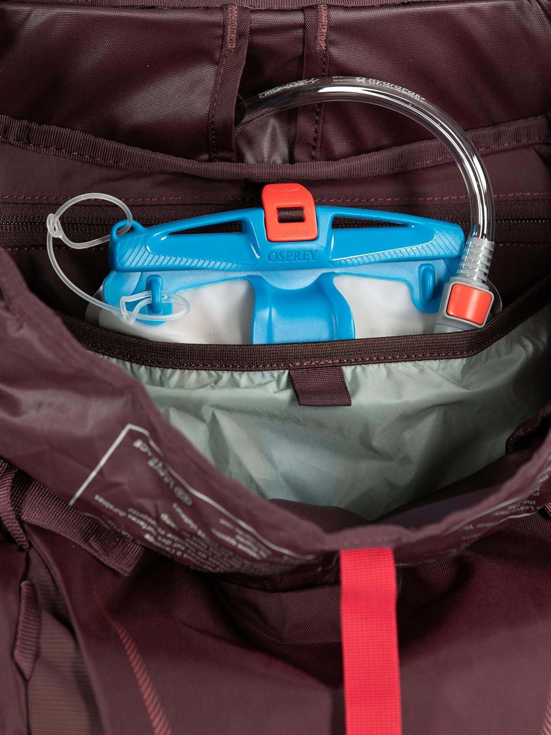 imageOsprey Kyte 58L Womens Backpacking Backpack Hiking amp Camping Bag with Waterproof Raincover Rocky Brook Green MediumLargeElderberry Purple