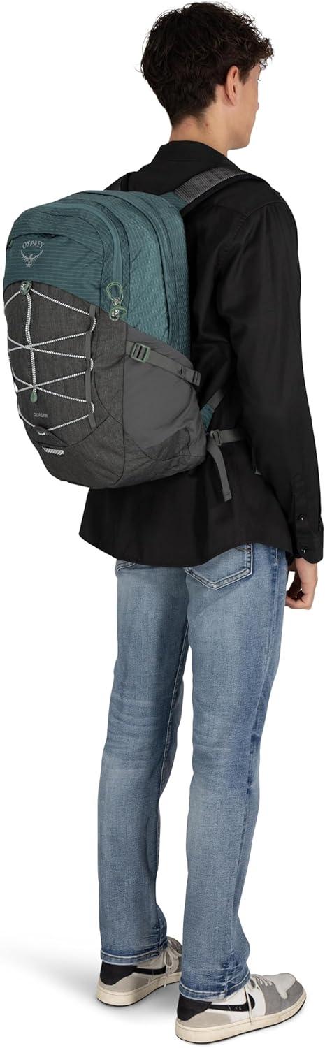 imageOsprey Quasar Commuter Backpack Slim Everyday Bag with Laptop Sleeve amp Bottle Pockets for Work amp Schoo Phantom Grey HeatherAlpaca TanLatte Brown Heather