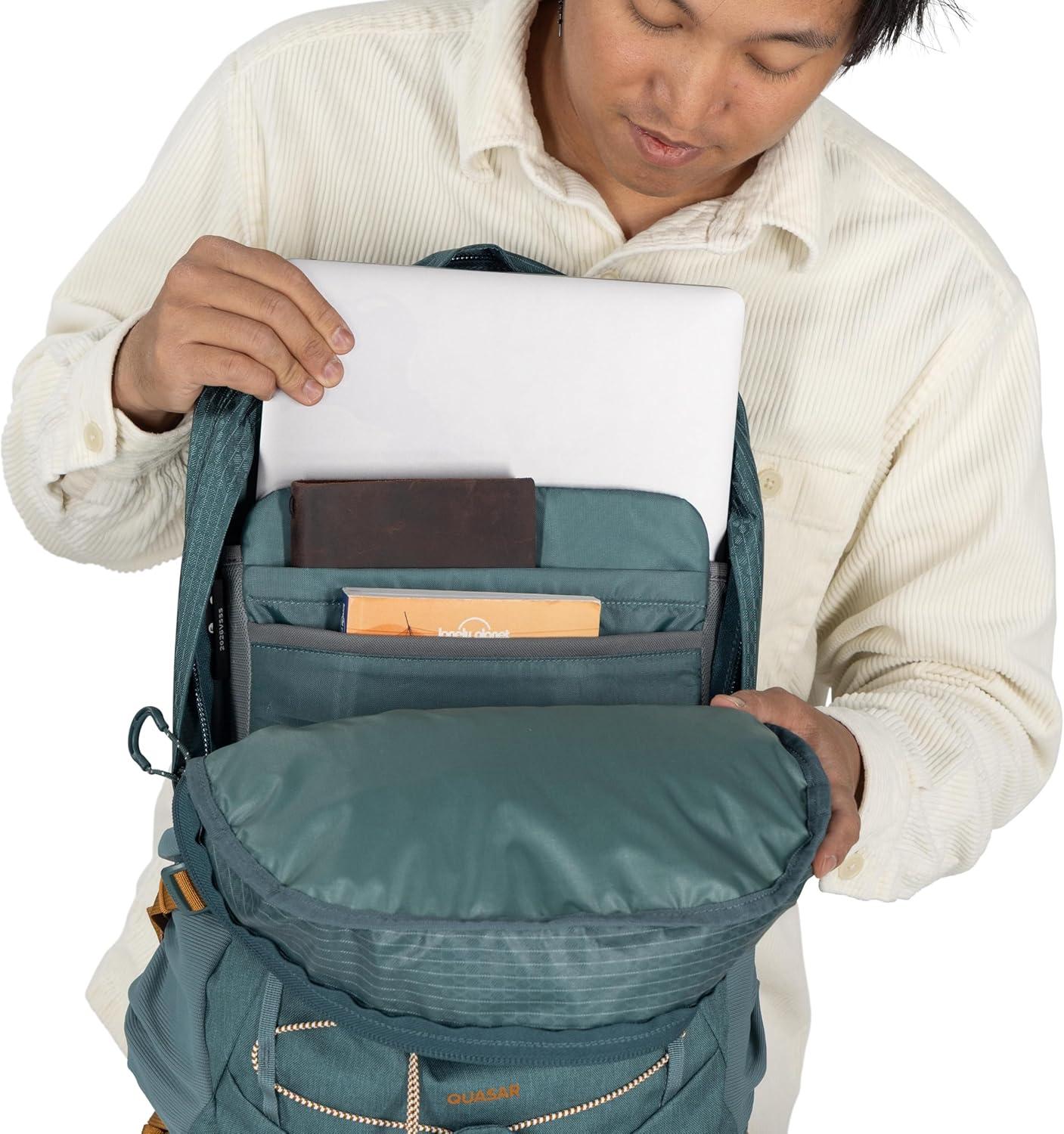 imageOsprey Quasar Commuter Backpack Slim Everyday Bag with Laptop Sleeve amp Bottle Pockets for Work amp Schoo Phantom Grey HeatherMoss Greenearl Grey Heather