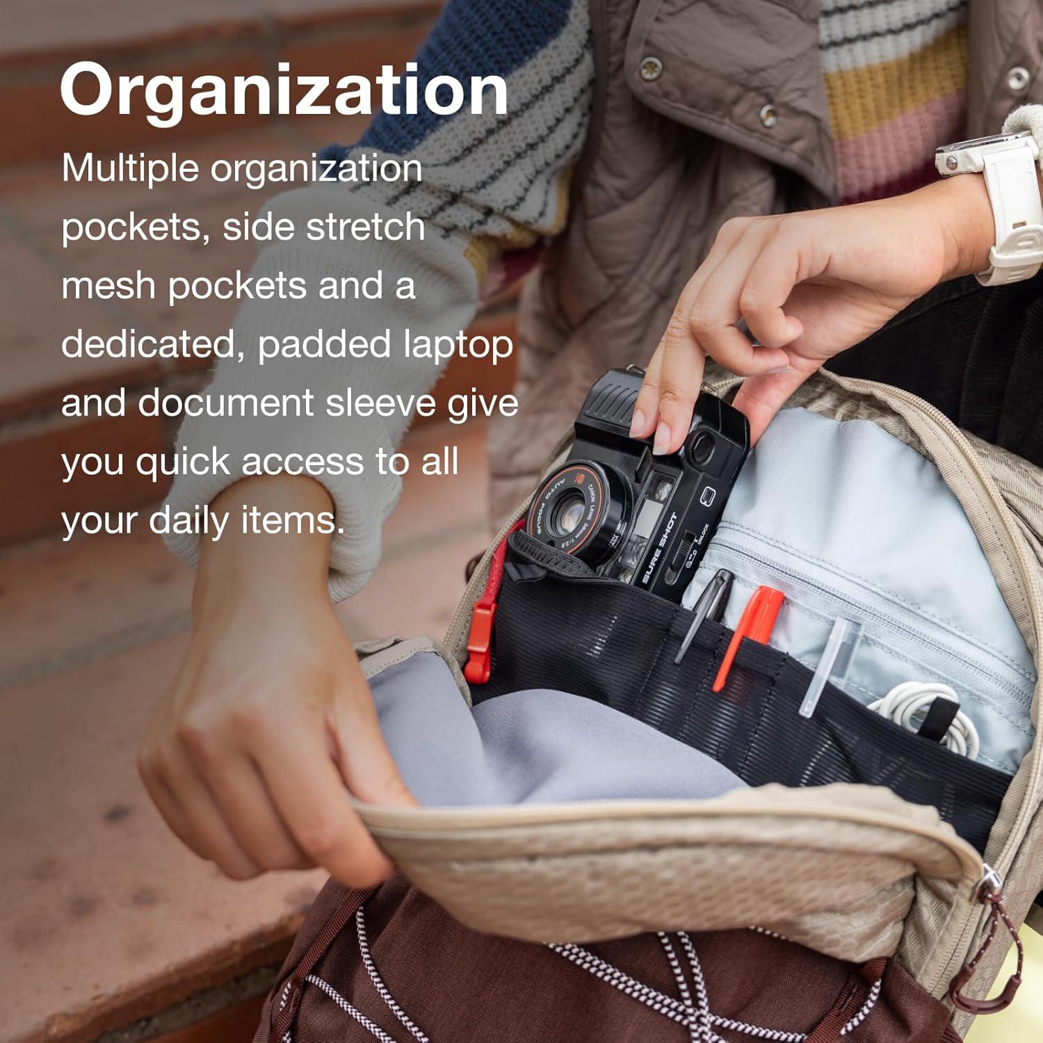 imageOsprey Quasar Commuter Backpack Slim Everyday Bag with Laptop Sleeve amp Bottle Pockets for Work amp Schoo Phantom Grey HeatherPashminaTan Concrete