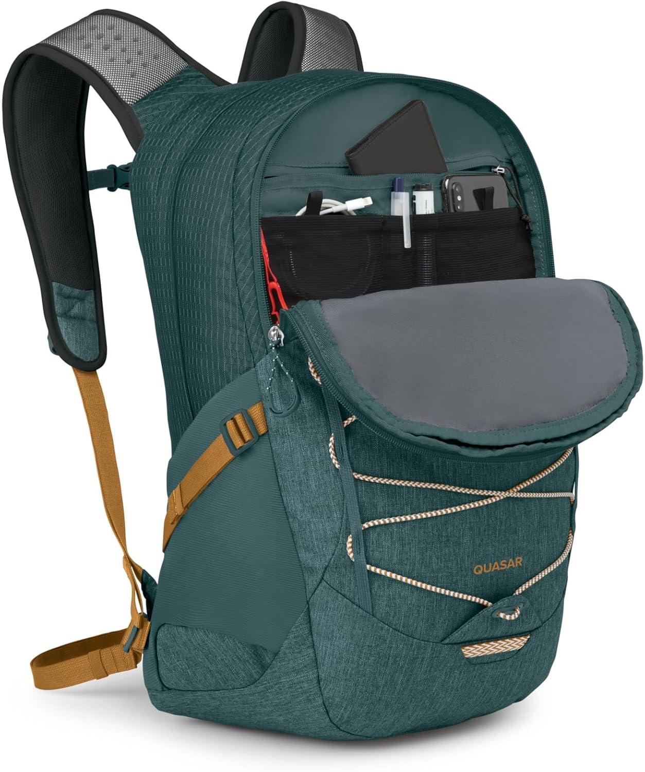 imageOsprey Quasar Commuter Backpack Slim Everyday Bag with Laptop Sleeve amp Bottle Pockets for Work amp Schoo Phantom Grey HeatherTorrent Blue Heather