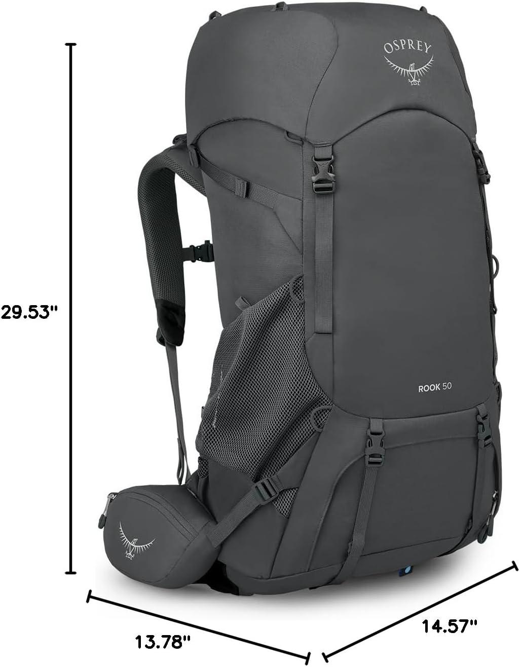 imageOsprey Rook 50L Mens Backpacking Backpack Dark CharcoalSilver LiningDark CharcoalSilver Lining