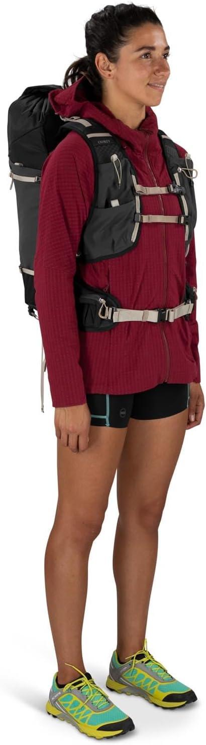 imageOsprey Tempest Velocity 30L Womens Hiking Backpack Running Biking MultiSport Pack Sevres Blue XSmallSmallDark CharcoalChiru Tan