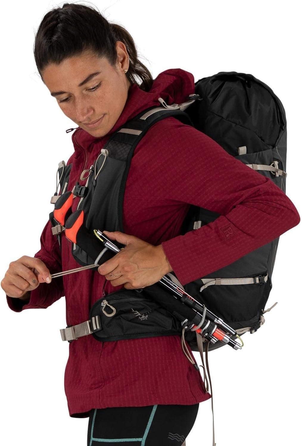 imageOsprey Tempest Velocity 30L Womens Hiking Backpack Running Biking MultiSport Pack Sevres Blue XSmallSmallDark CharcoalChiru Tan