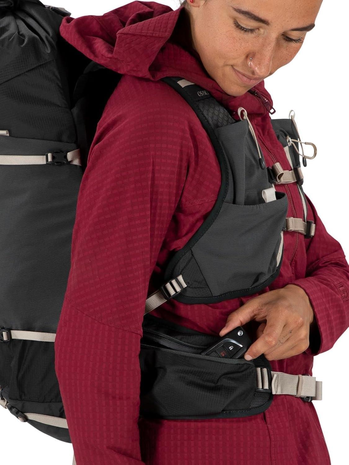 imageOsprey Tempest Velocity 30L Womens Hiking Backpack Running Biking MultiSport Pack Sevres Blue XSmallSmallDark CharcoalChiru Tan