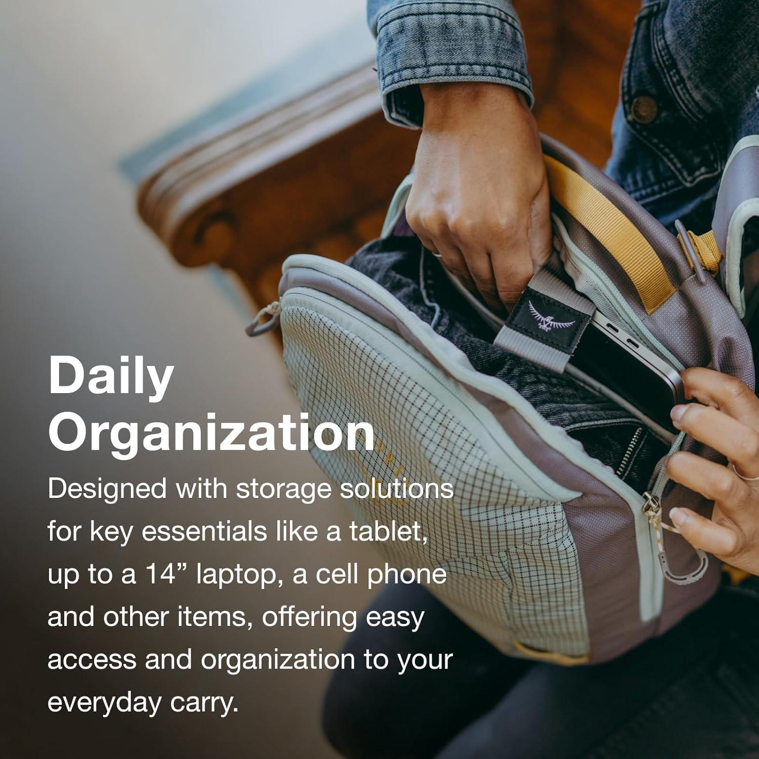 imageOsprey Transporter Crossbody Shoulder Sling Personal Item Bag Small Everyday Backpack Mystery WhiteMoody BurgundyPine Leaf Green