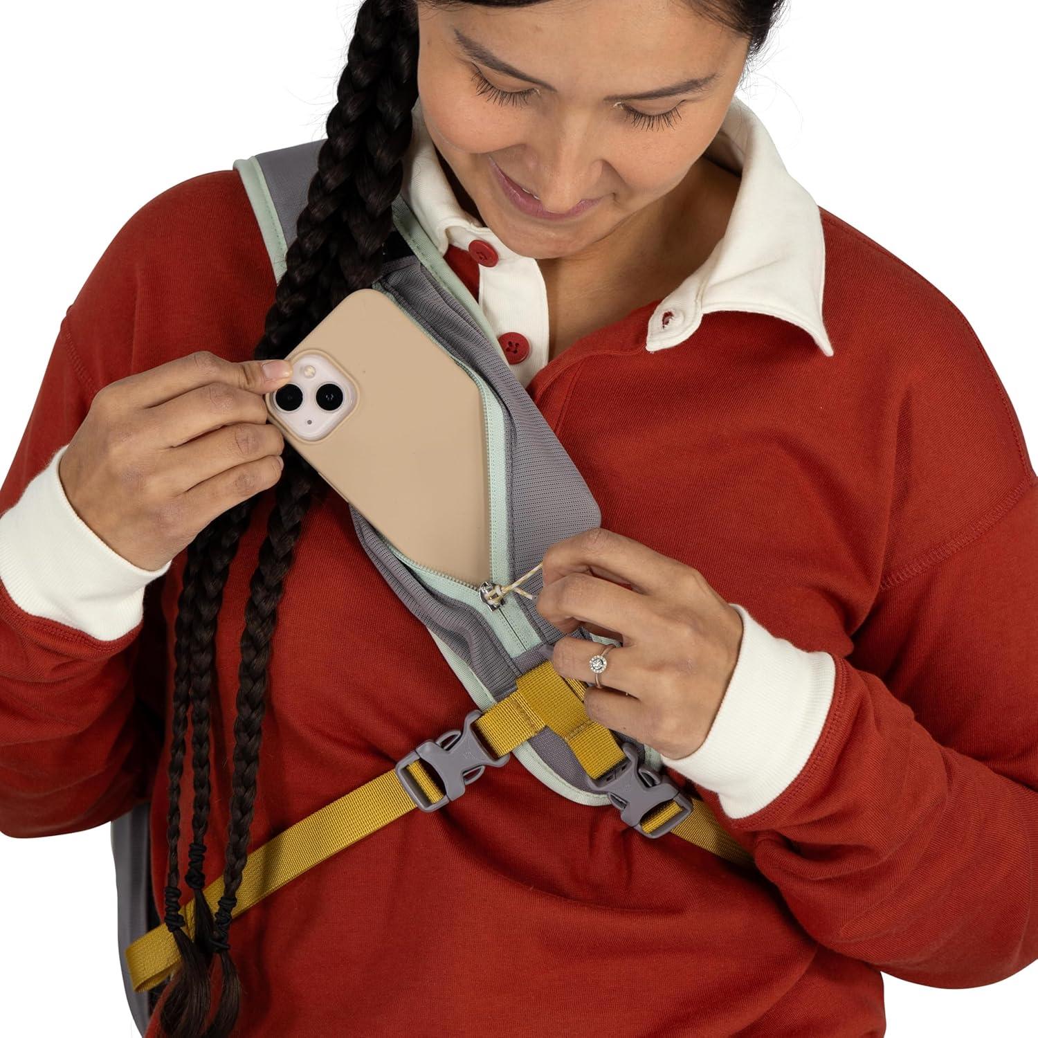 imageOsprey Transporter Crossbody Shoulder Sling Personal Item Bag Small Everyday Backpack Mystery WhiteMoody BurgundyPine Leaf Green