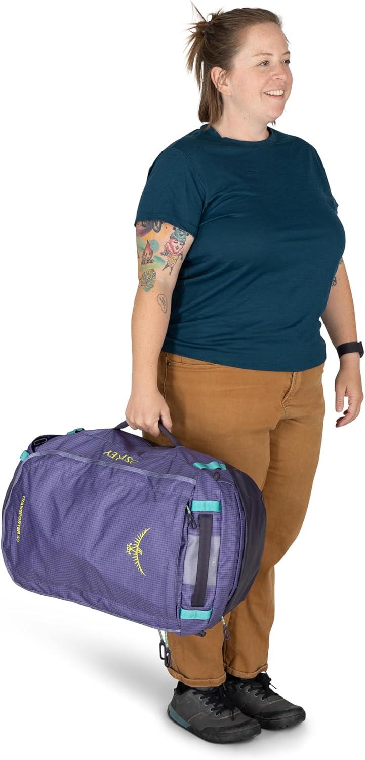 imageOsprey Transporter Lightweight Travel Duffel Bag Extra Large Water Resistant Durable Gear Bag for Men and WomenEuphoria PurplePurple Ink