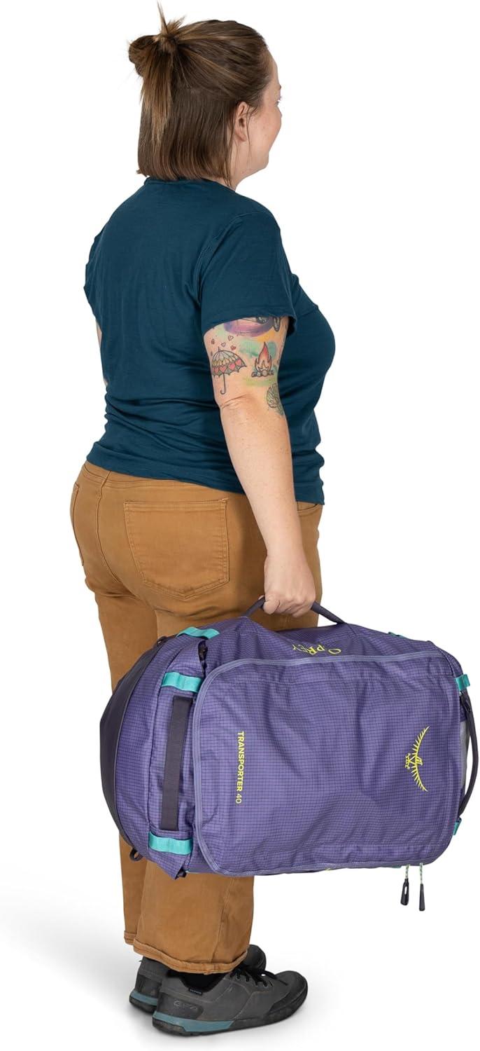 imageOsprey Transporter Lightweight Travel Duffel Bag Extra Large Water Resistant Durable Gear Bag for Men and WomenEuphoria PurplePurple Ink