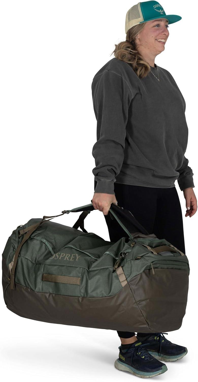imageOsprey Transporter Lightweight Travel Duffel Bag Extra Large Water Resistant Durable Gear Bag for Men and WomenPine LeafEarl Grey