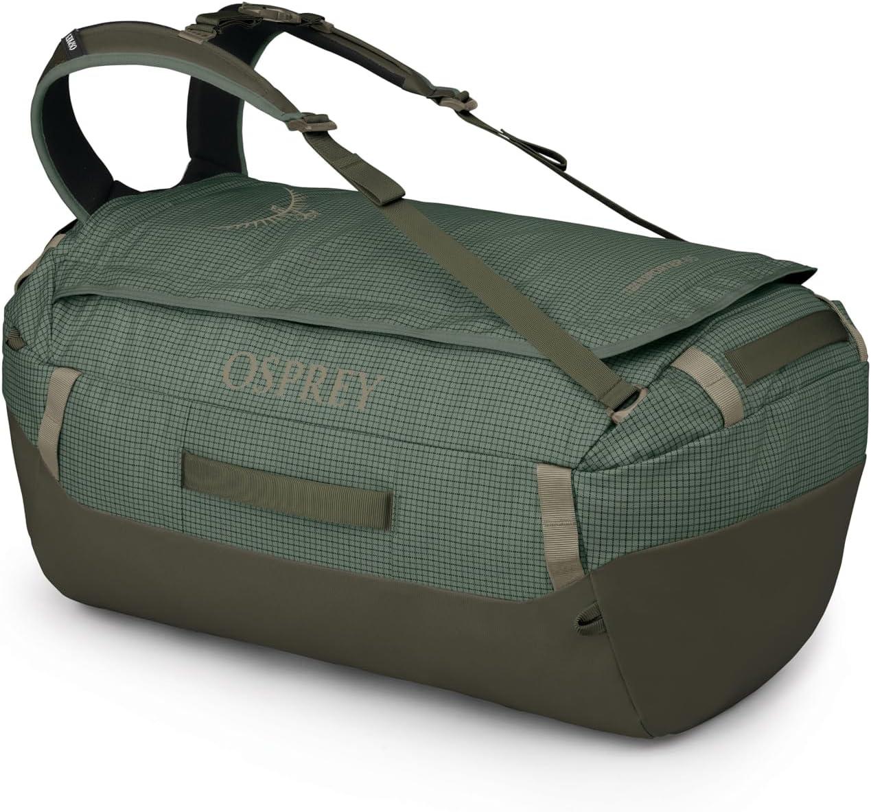 imageOsprey Transporter Lightweight Travel Duffel Bag Extra Large Water Resistant Durable Gear Bag for Men and WomenPine LeafEarl Grey