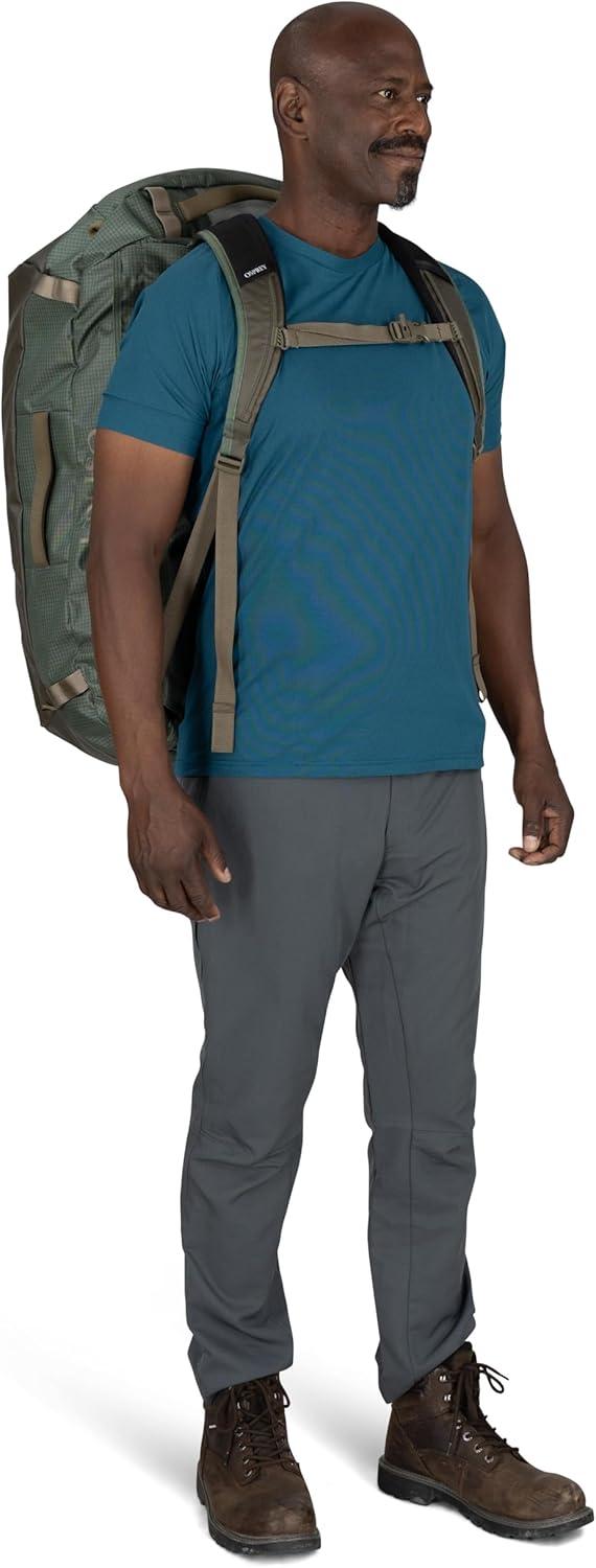 imageOsprey Transporter Lightweight Travel Duffel Bag Extra Large Water Resistant Durable Gear Bag for Men and WomenPine LeafEarl Grey