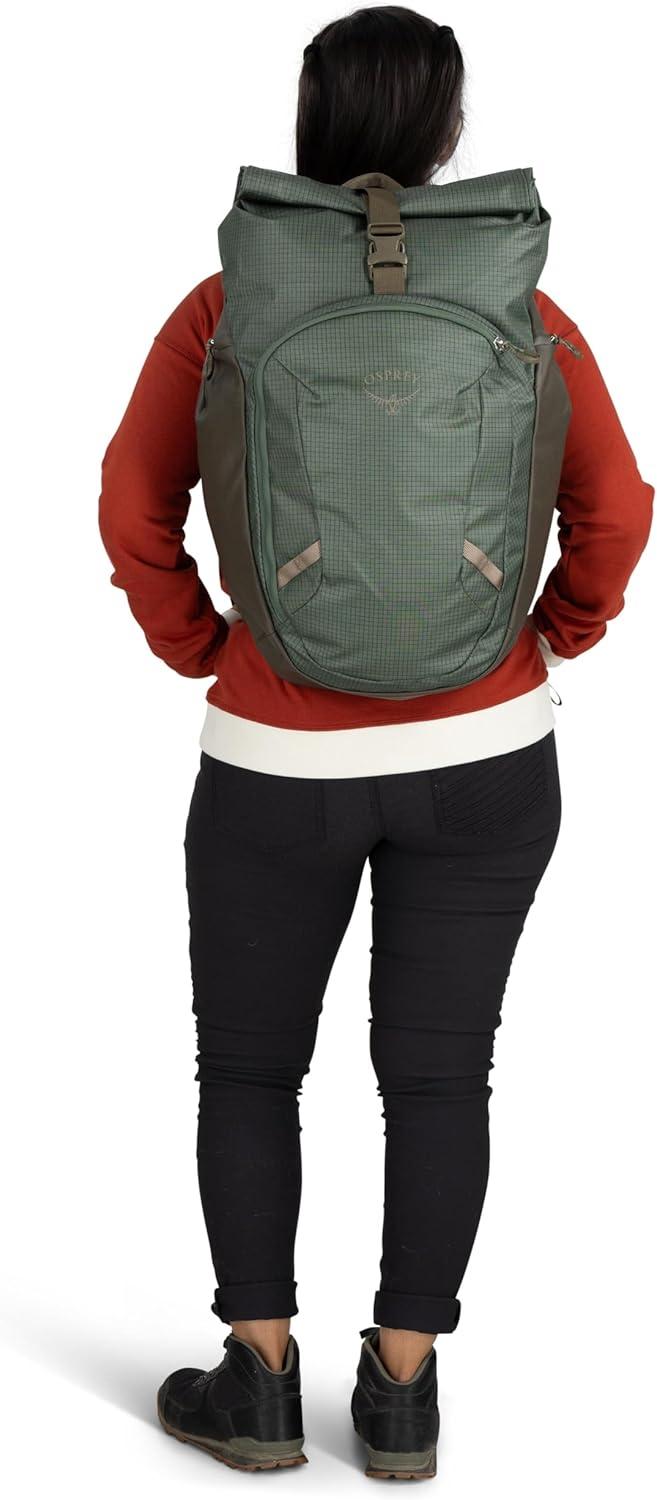 imageOsprey Transporter Roll Top Commuter Backpack Everyday Laptop Bag Water Resistant Daypack Mystery WhiteMoody BurgundyPine LeafEarl Grey