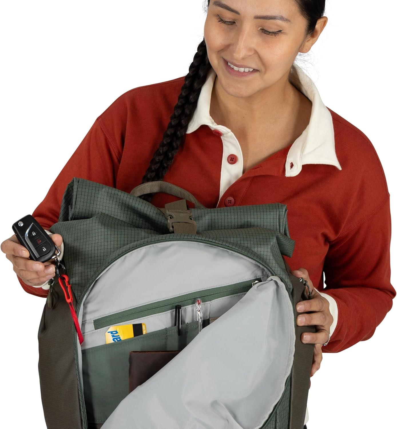 imageOsprey Transporter Roll Top Commuter Backpack Everyday Laptop Bag Water Resistant Daypack Mystery WhiteMoody BurgundyPine LeafEarl Grey
