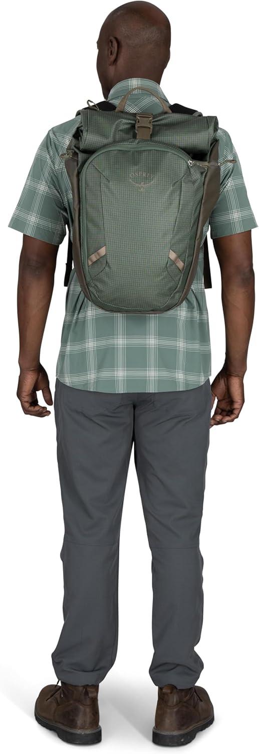 imageOsprey Transporter Roll Top Commuter Backpack Everyday Laptop Bag Water Resistant Daypack Mystery WhiteMoody BurgundyPine LeafEarl Grey