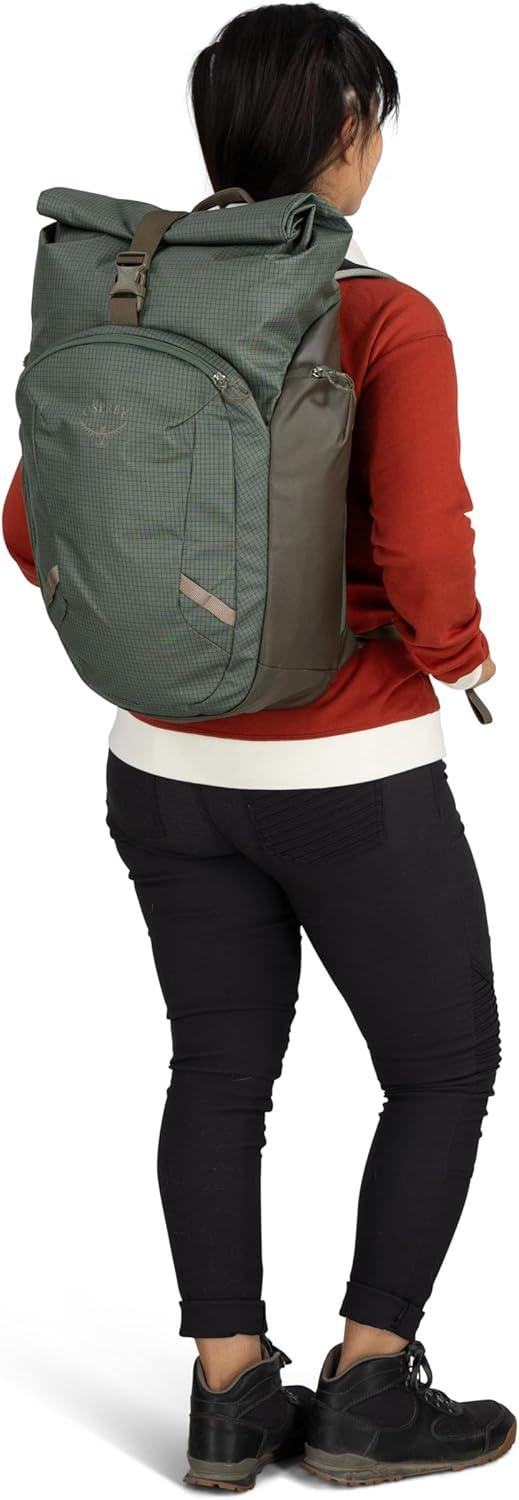 imageOsprey Transporter Roll Top Commuter Backpack Everyday Laptop Bag Water Resistant Daypack Mystery WhiteMoody BurgundyPine LeafEarl Grey