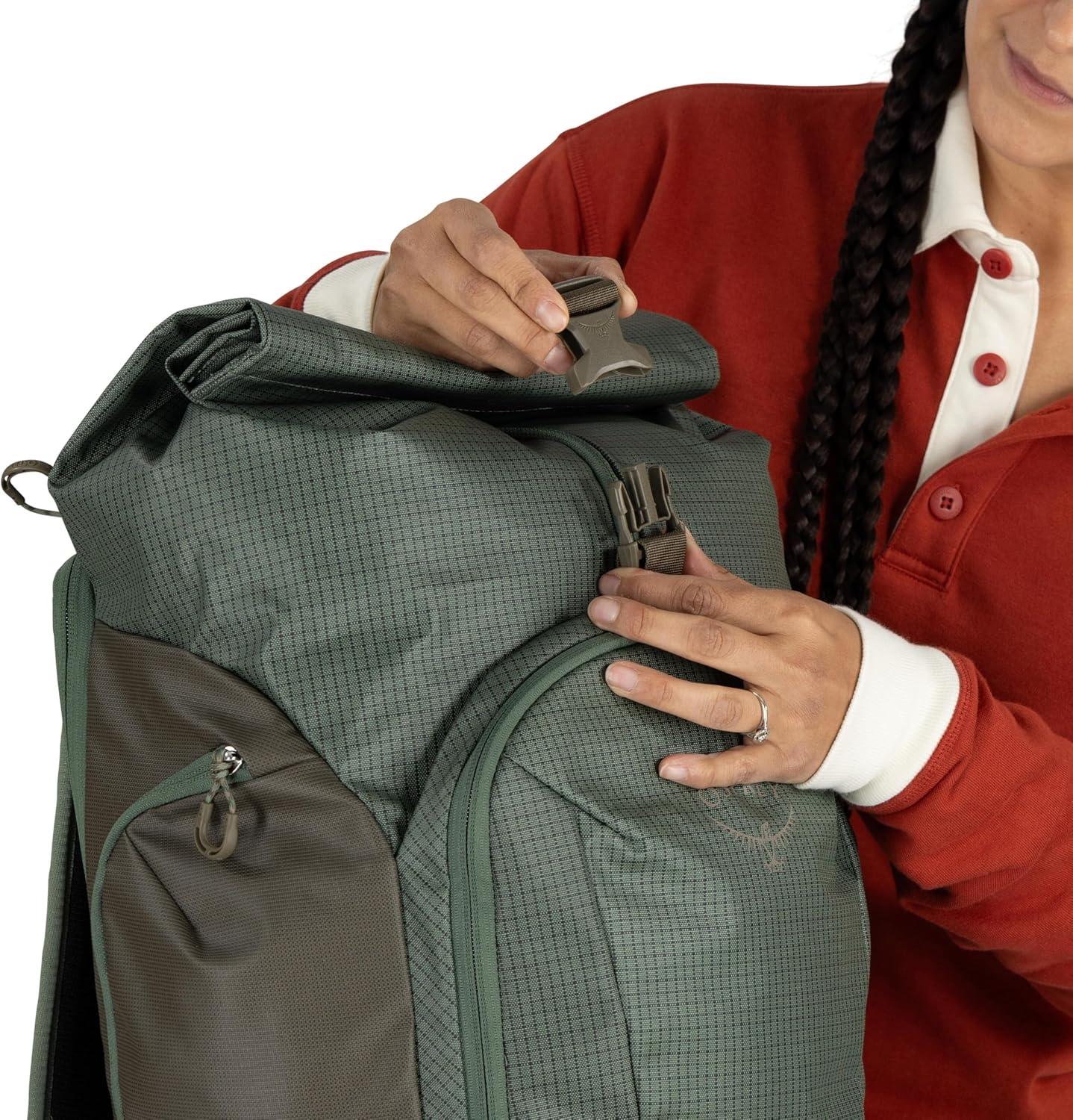 imageOsprey Transporter Roll Top Commuter Backpack Everyday Laptop Bag Water Resistant Daypack Mystery WhiteMoody BurgundyPine LeafEarl Grey