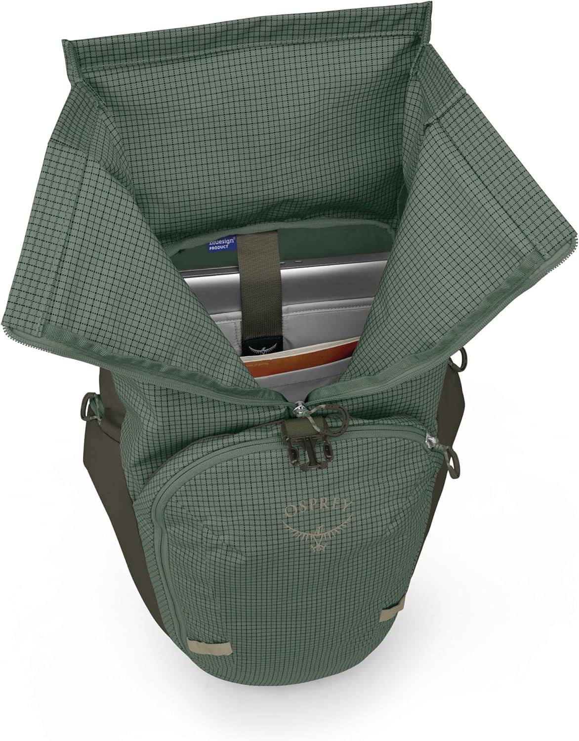 imageOsprey Transporter Roll Top Commuter Backpack Everyday Laptop Bag Water Resistant Daypack Mystery WhiteMoody BurgundyPine LeafEarl Grey