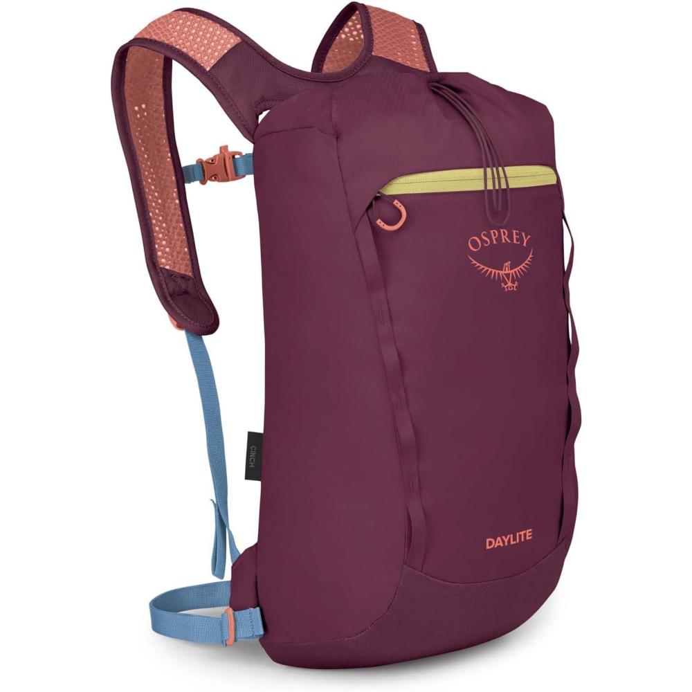 imageOsprey Daylite Cinch Backpack Lightweight Travel Bag for Hikes Festivals and Everyday Fuzzy Window PrintTorrent BlueMoody Burgundy