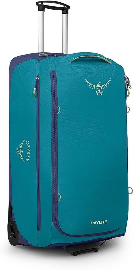 imageOsprey Daylite 85L Wheeled Collapsible Travel Duffel Bag Lightweight Durable Rolling Suitcase BlackBlue SpikemossAlkaline