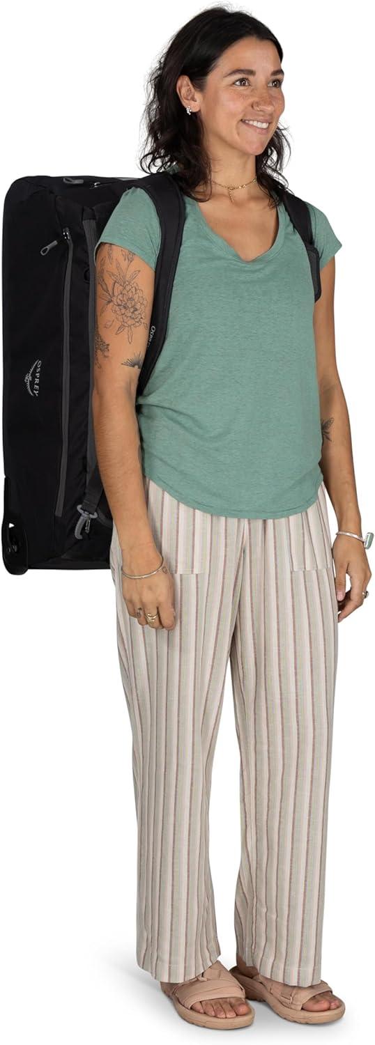 imageOsprey Daylite 85L Wheeled Collapsible Travel Duffel Bag Lightweight Durable Rolling Suitcase BlackBlue SpikemossAlkaline