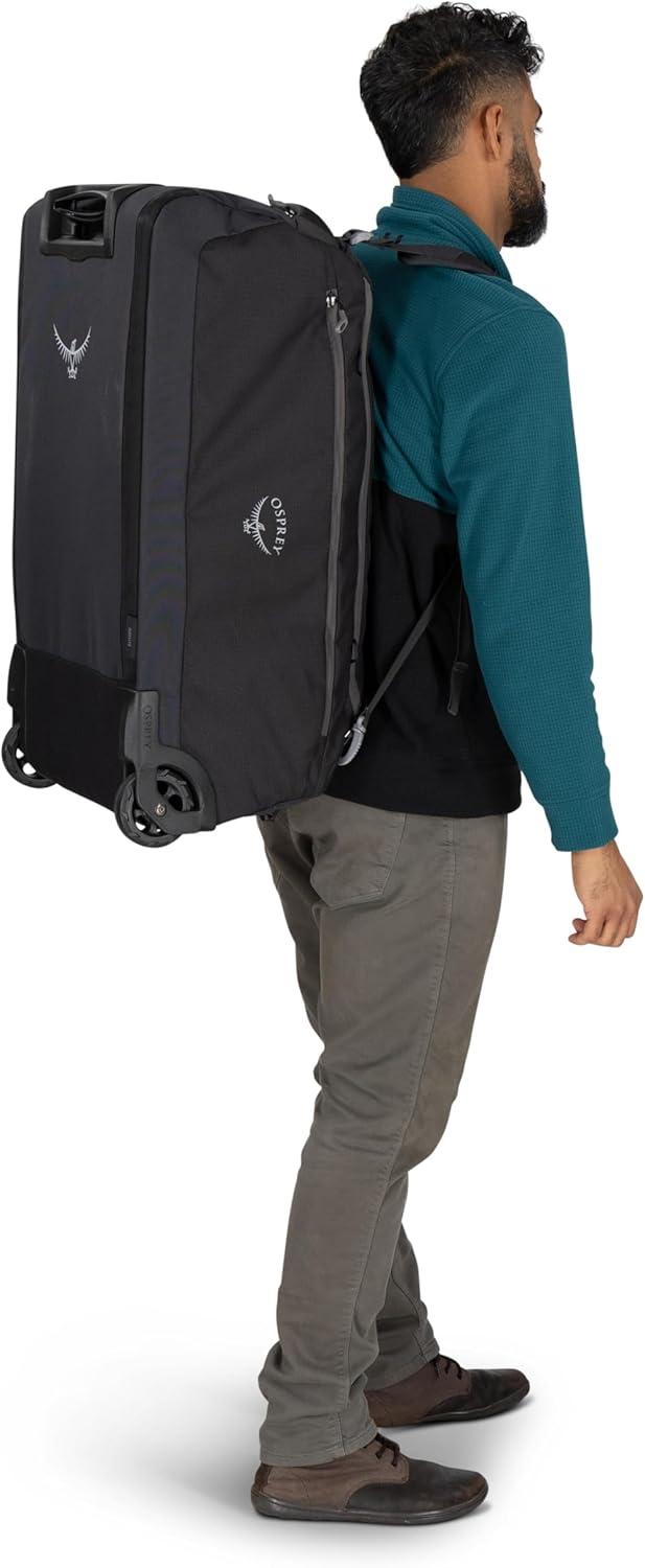 imageOsprey Daylite 85L Wheeled Collapsible Travel Duffel Bag Lightweight Durable Rolling Suitcase BlackBlue SpikemossAlkaline