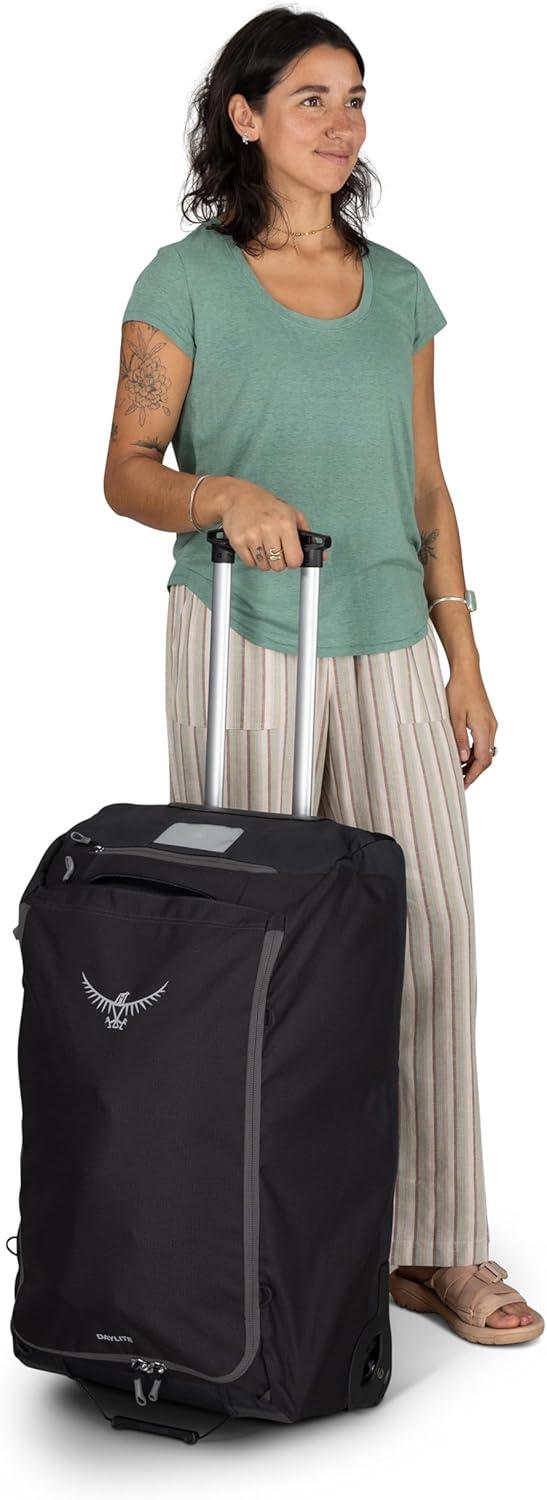 imageOsprey Daylite 85L Wheeled Collapsible Travel Duffel Bag Lightweight Durable Rolling Suitcase BlackBlue SpikemossAlkaline