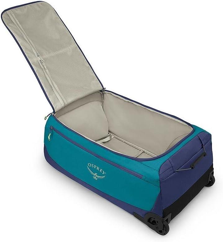 imageOsprey Daylite 85L Wheeled Collapsible Travel Duffel Bag Lightweight Durable Rolling Suitcase BlackBlue SpikemossAlkaline