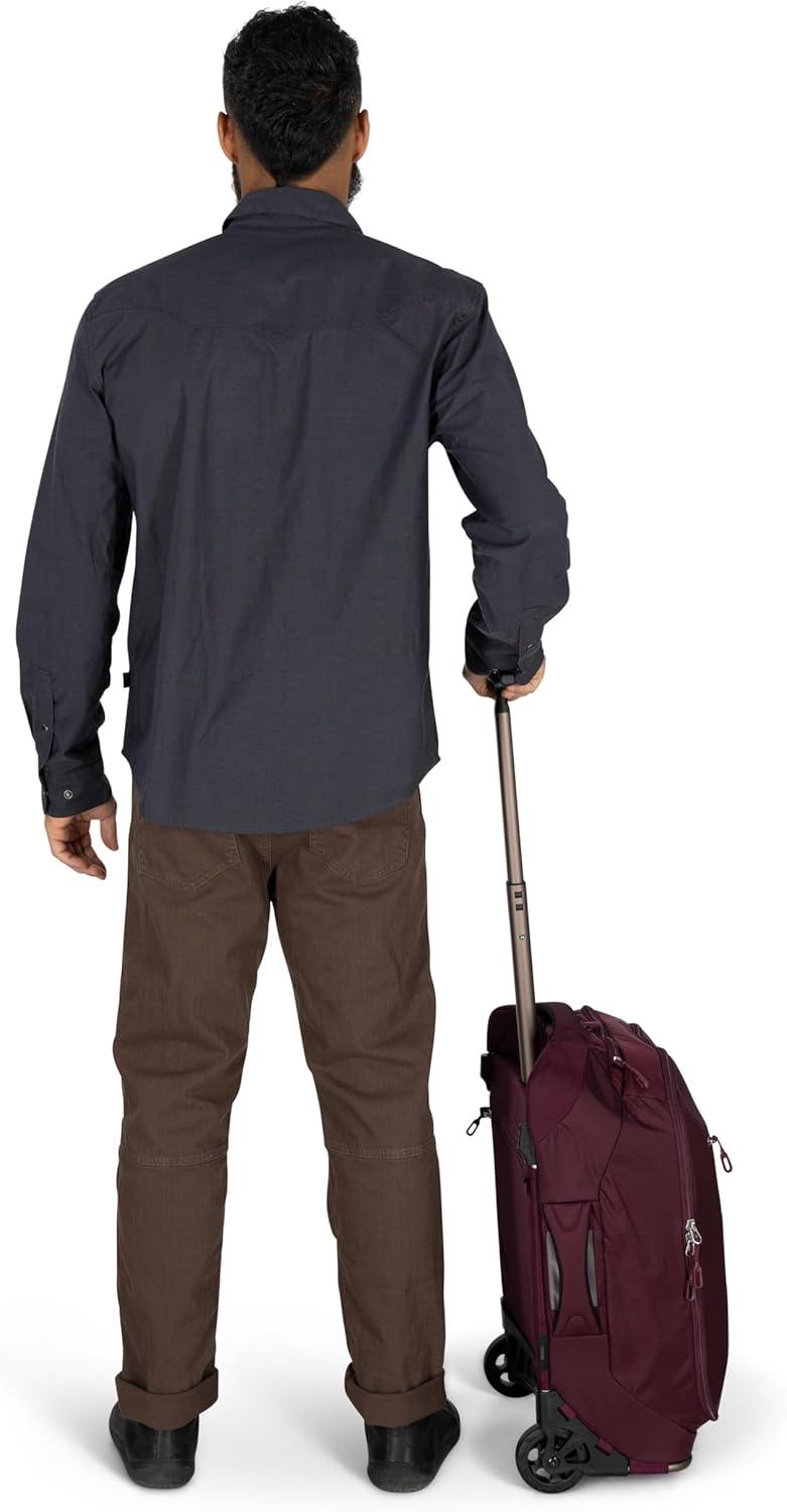 imageOsprey Ozone 2Wheel CarryOn Lightweight CarryOn Luggage with Oversized Wheels and Trolley Handle Rolling Travel Suitcase for Air Travel Overhead Compartments and Weekend Trips BlackBlack