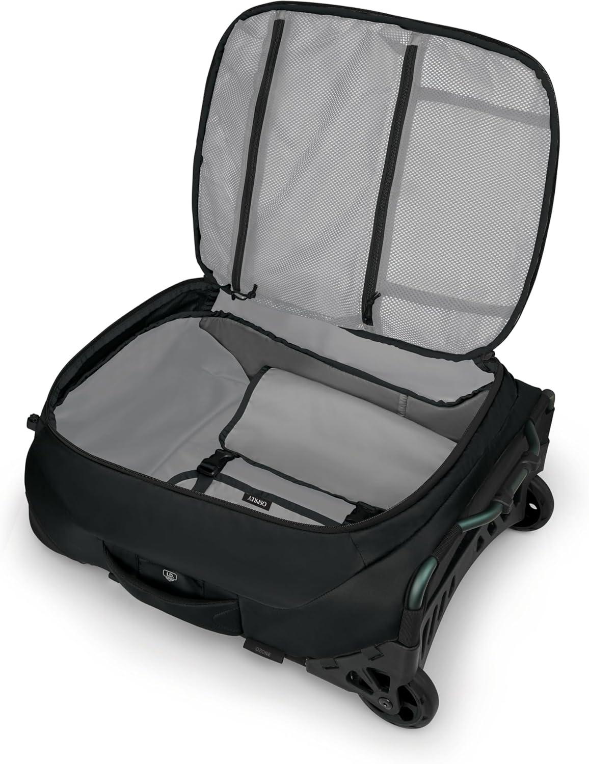 imageOsprey Ozone 2Wheel CarryOn Lightweight CarryOn Luggage with Oversized Wheels and Trolley Handle Rolling Travel Suitcase for Air Travel Overhead Compartments and Weekend Trips BlackBlack