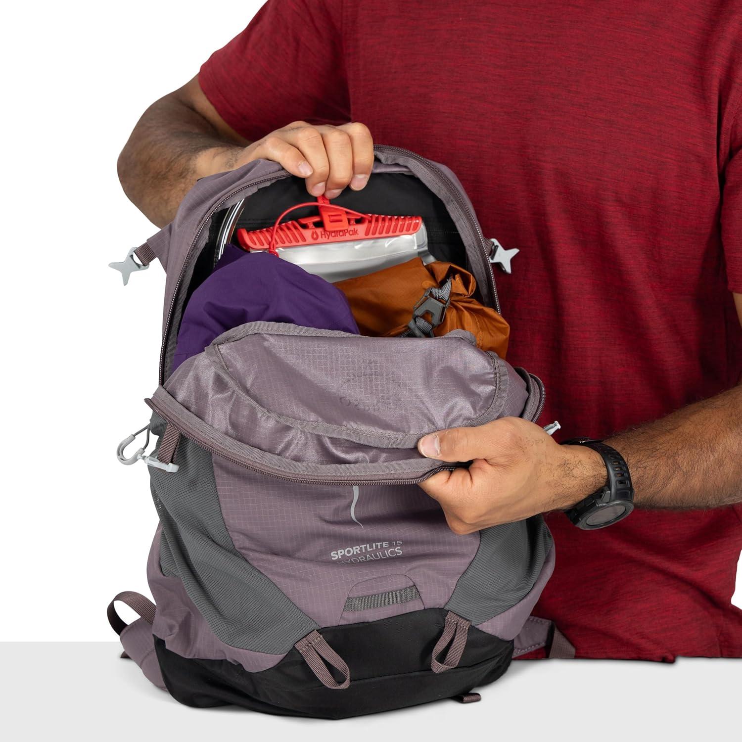 imageOsprey Sportlite Lightweight Hiking Backpack with Hydraulics Reservoir for Men amp Women Everyday Hydration Travel BagGraphite Purple
