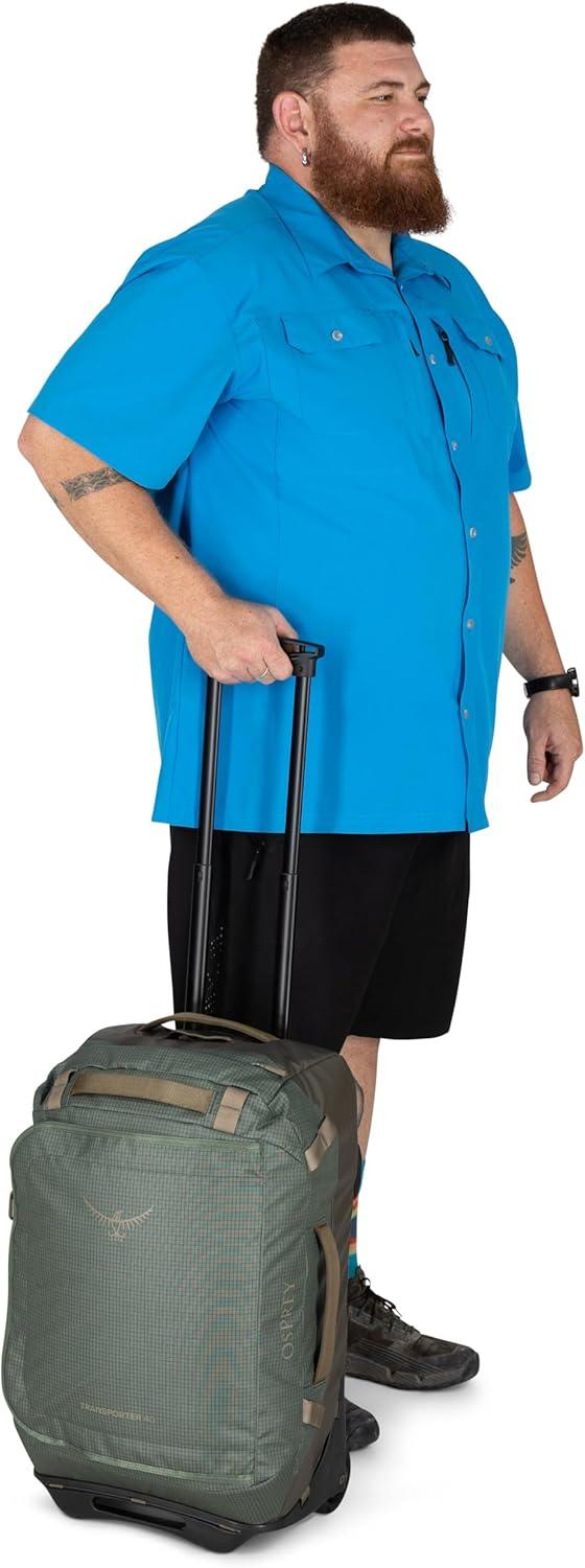 imageOsprey Transporter 60L Wheeled Travel Duffel Bag Lightweight Rolling Suitcase for Men and Women Blue FlameNocturnal BlueRaven Black