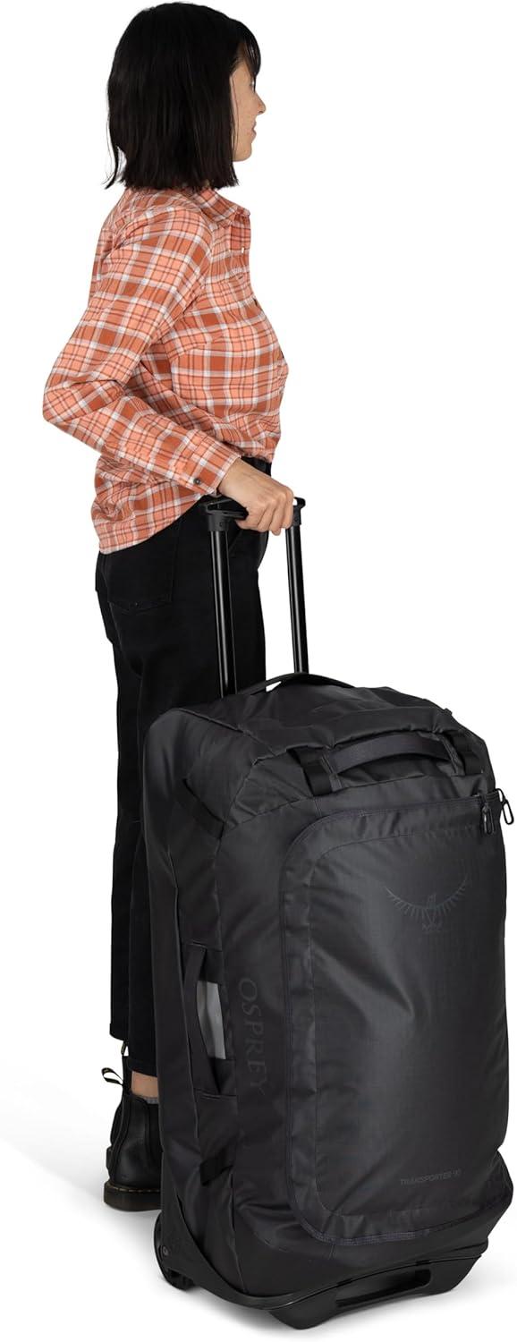 imageOsprey Transporter 60L Wheeled Travel Duffel Bag Lightweight Rolling Suitcase for Men and Women Blue FlameNocturnal BlueRaven Black