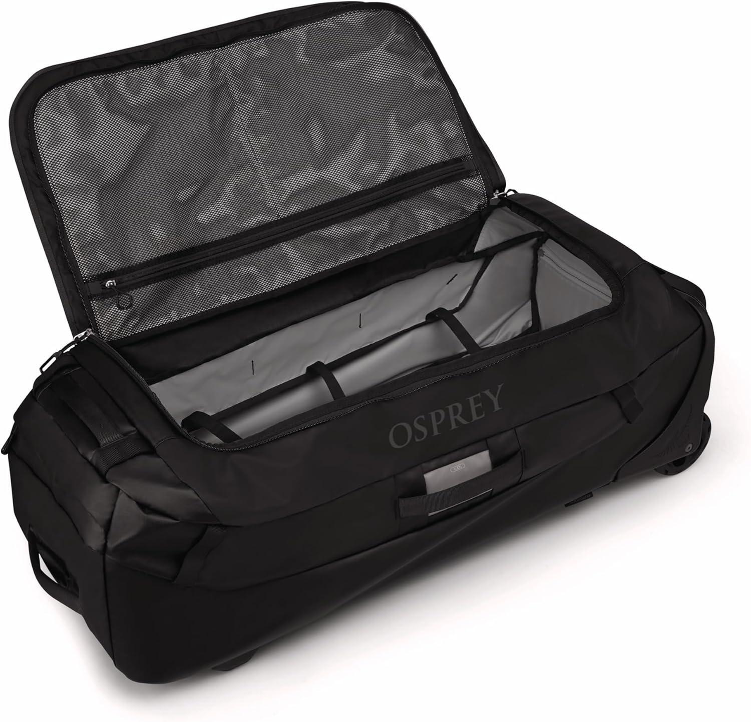 imageOsprey Transporter 60L Wheeled Travel Duffel Bag Lightweight Rolling Suitcase for Men and Women Blue FlameNocturnal BlueRaven Black