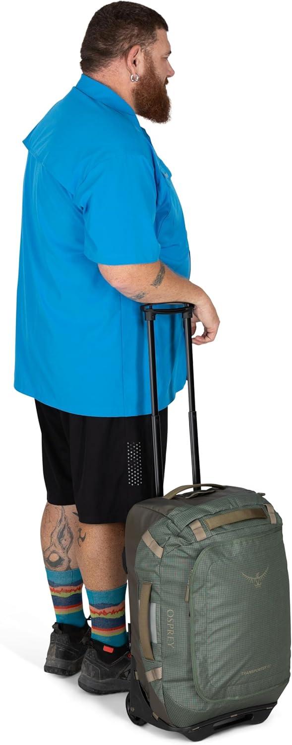 imageOsprey Transporter 60L Wheeled Travel Duffel Bag Lightweight Rolling Suitcase for Men and Women Blue FlameNocturnal BlueRaven Black