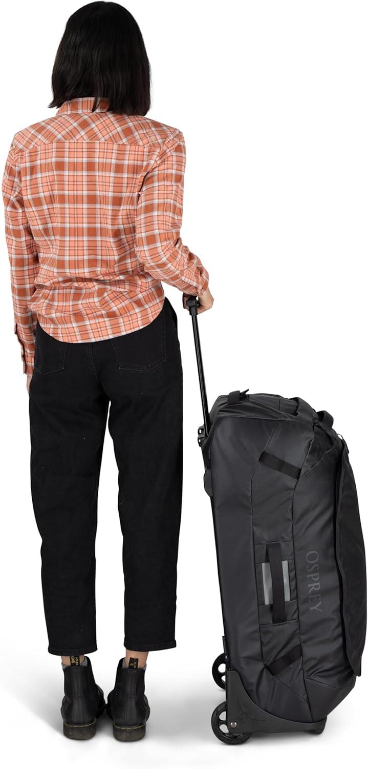 imageOsprey Transporter 60L Wheeled Travel Duffel Bag Lightweight Rolling Suitcase for Men and Women Blue FlameNocturnal BlueRaven Black