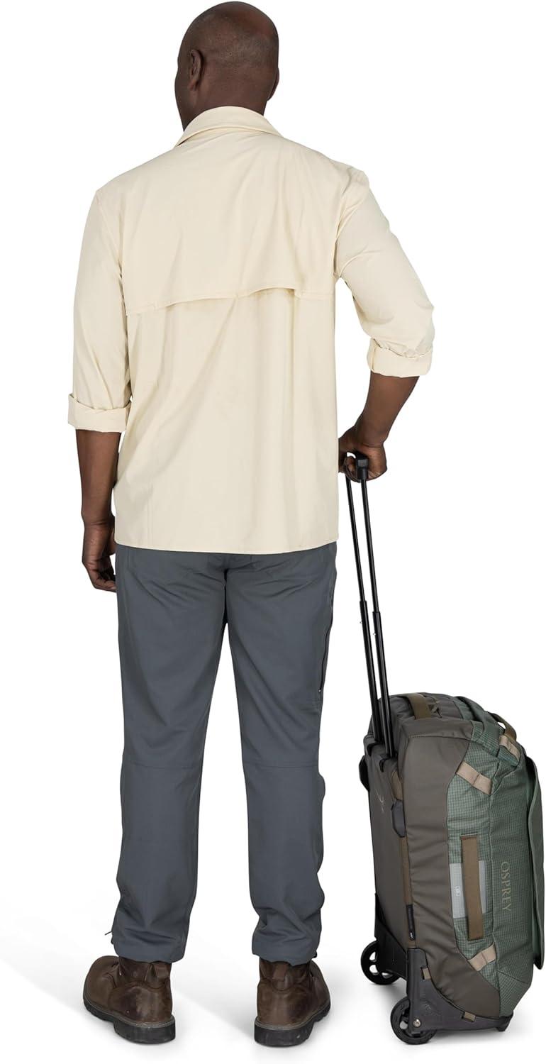 imageOsprey Transporter 60L Wheeled Travel Duffel Bag Lightweight Rolling Suitcase for Men and Women Blue FlameNocturnal BlueRaven Black