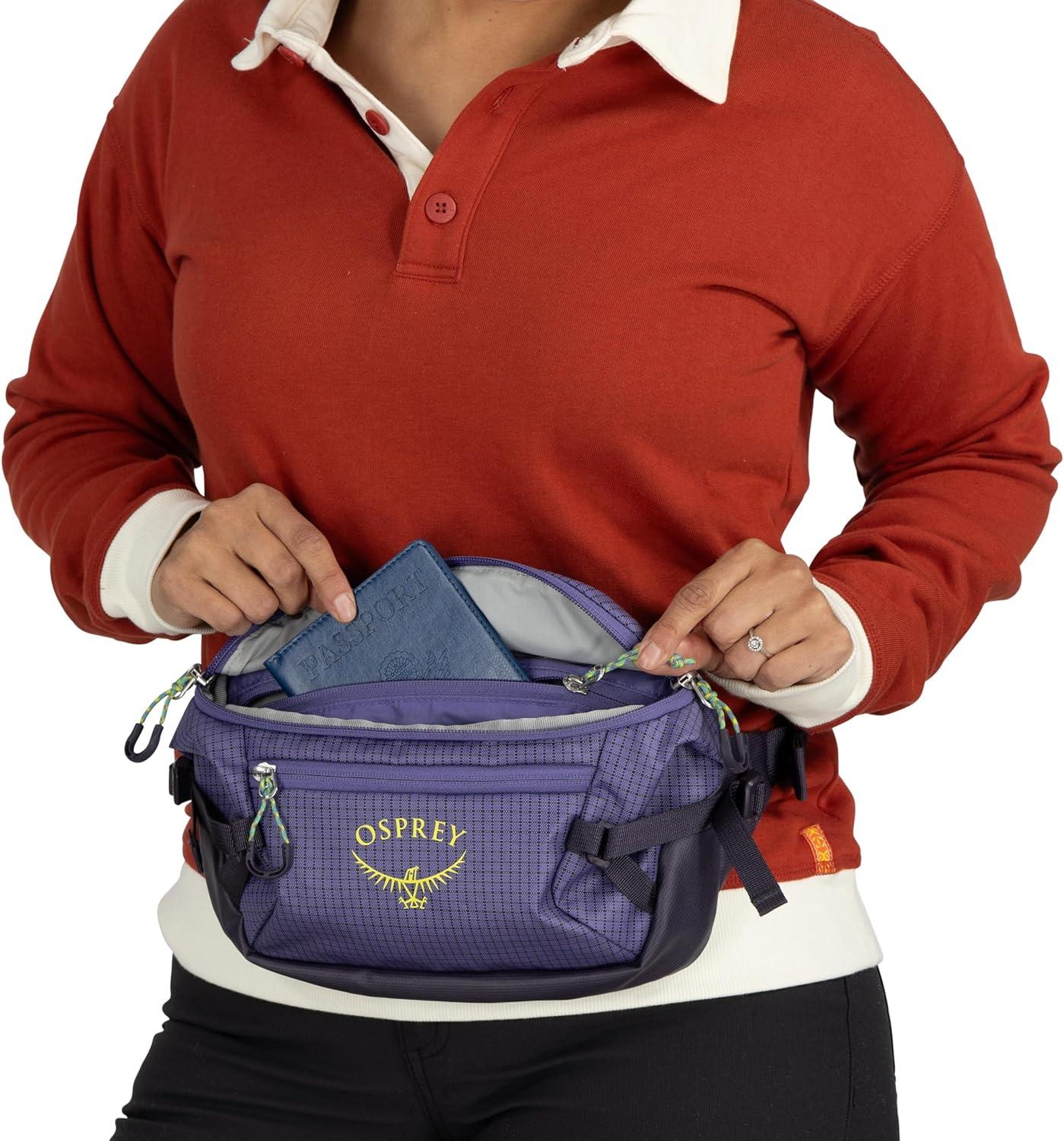 imageOsprey Transporter Commuter Waist Pack Travel Fanny Pack Lightweight Crossbody BagMystery Whitemoody Burgundy