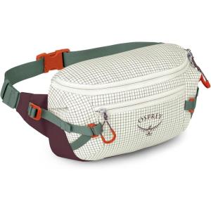 Osprey Transporter Commuter Waist Pack – Travel Fanny Pack – Lightweight Crossbody Bag(Mystery White-moody Burgundy)