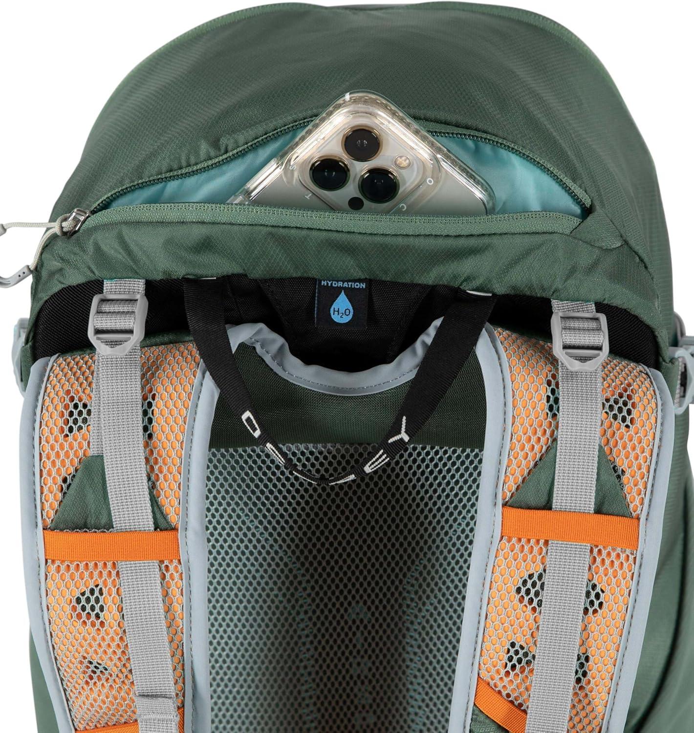 imageOsprey Hikelite 26L Hiking Backpack for Men and Women Lightweight Breathable Backpanel and Raincover Ideal for Hikes Travel and Everyday Use in Any Weather Purple InkPurple DuskCheddar OrangeAtlas Blue