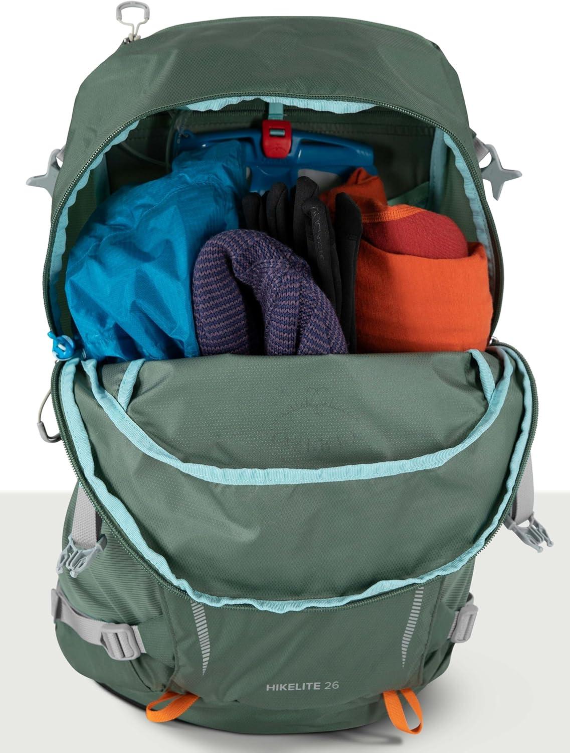 imageOsprey Hikelite 26L Hiking Backpack for Men and Women Lightweight Breathable Backpanel and Raincover Ideal for Hikes Travel and Everyday Use in Any Weather Purple InkPurple DuskCheddar OrangePine Leaf Green