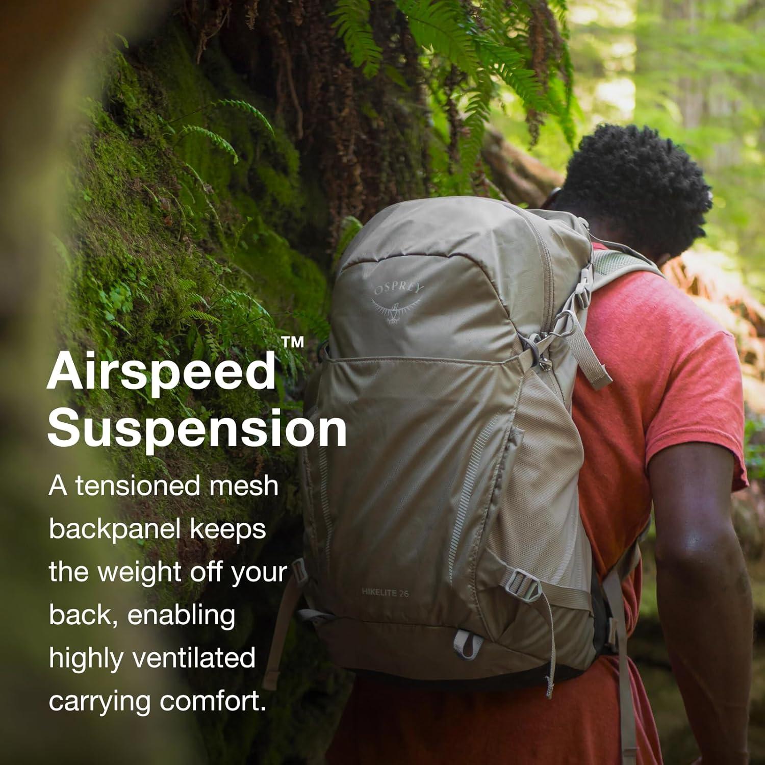 imageOsprey Hikelite 26L Hiking Backpack for Men and Women Lightweight Breathable Backpanel and Raincover Ideal for Hikes Travel and Everyday Use in Any Weather Purple InkPurple DuskCheddar OrangePine Leaf Green