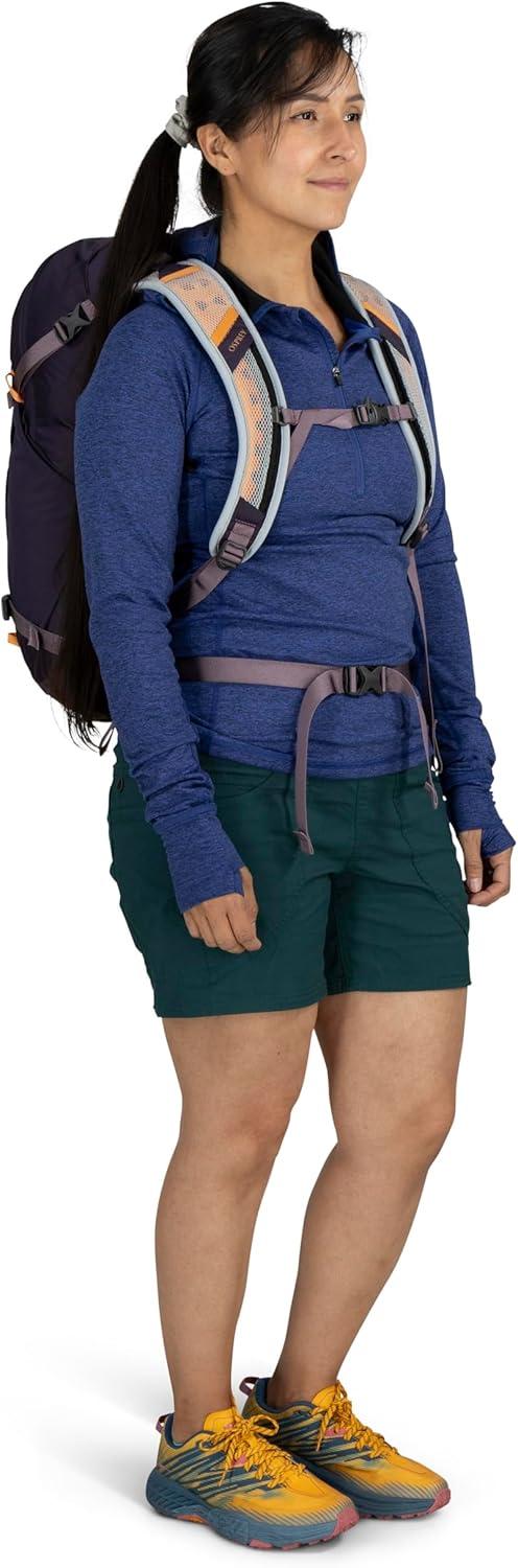 imageOsprey Hikelite 26L Hiking Backpack for Men and Women Lightweight Breathable Backpanel and Raincover Ideal for Hikes Travel and Everyday Use in Any Weather Purple InkPurple DuskCheddar OrangeStardust YellowGray Wolf