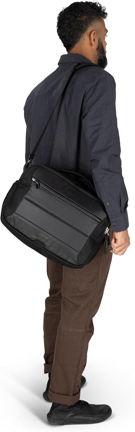 imageOsprey Ozone Brief Bag Lightweight Shoulder Bag with Padded Laptop Sleeve Removable Strap and Hidden Cash Pocket Travel Briefcase and Personal Item Fits Most 16 Laptops CarryOn Companion