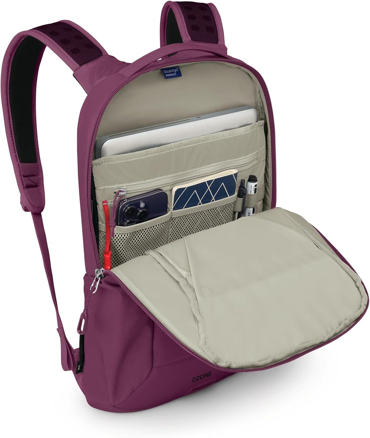 imageOsprey Ozone Slim Pack  Lightweight Laptop Backpack with AirScape Suspension Water Bottle Pockets amp Slim Travel Design  Fits Most 16 Laptops  Personal Item or CarryOn Compatible Moody BurgundyMoody Burgundy