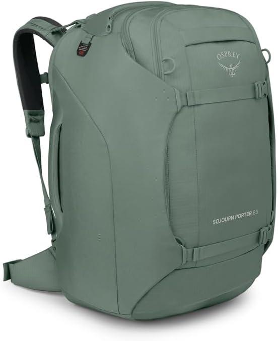 imageOsprey Sojourn Porter 46L Travel Backpack CarryOn Compliant Luggage with StraightJacket Compression and Padded Laptop Sleeve Durable Pack for International or Urban Travel Brindle BrownKoseret Green