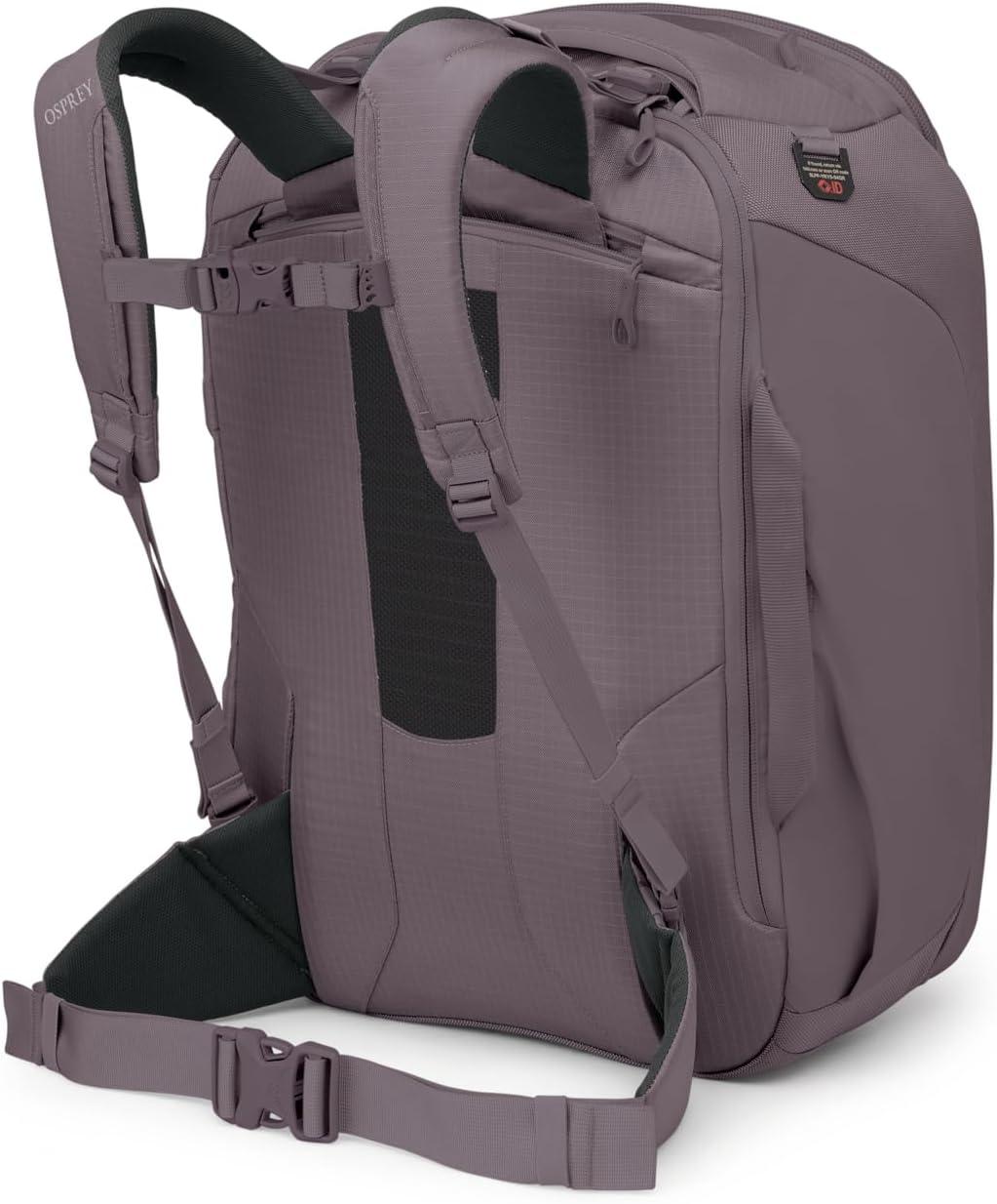 imageOsprey Sojourn Porter 46L Travel Backpack CarryOn Compliant Luggage with StraightJacket Compression and Padded Laptop Sleeve Durable Pack for International or Urban Travel Brindle BrownGraphite Purple