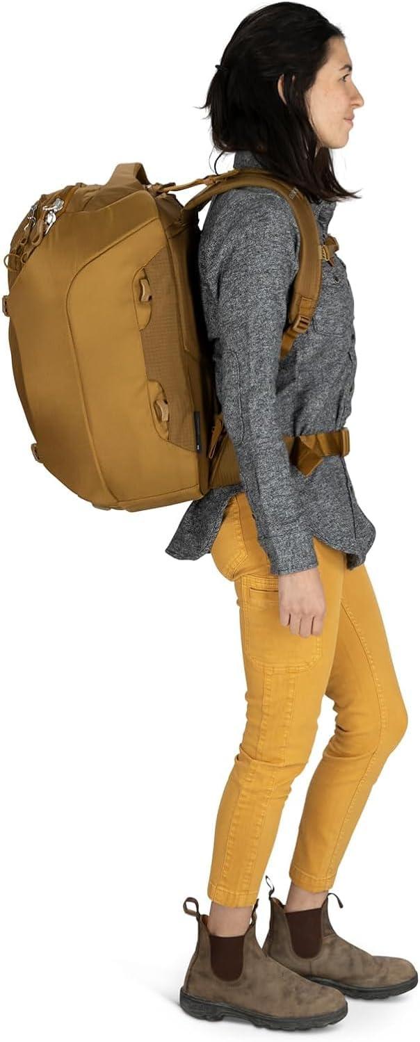 imageOsprey Sojourn Porter 46L Travel Backpack CarryOn Compliant Luggage with StraightJacket Compression and Padded Laptop Sleeve Durable Pack for International or Urban Travel Brindle BrownKoseret Green