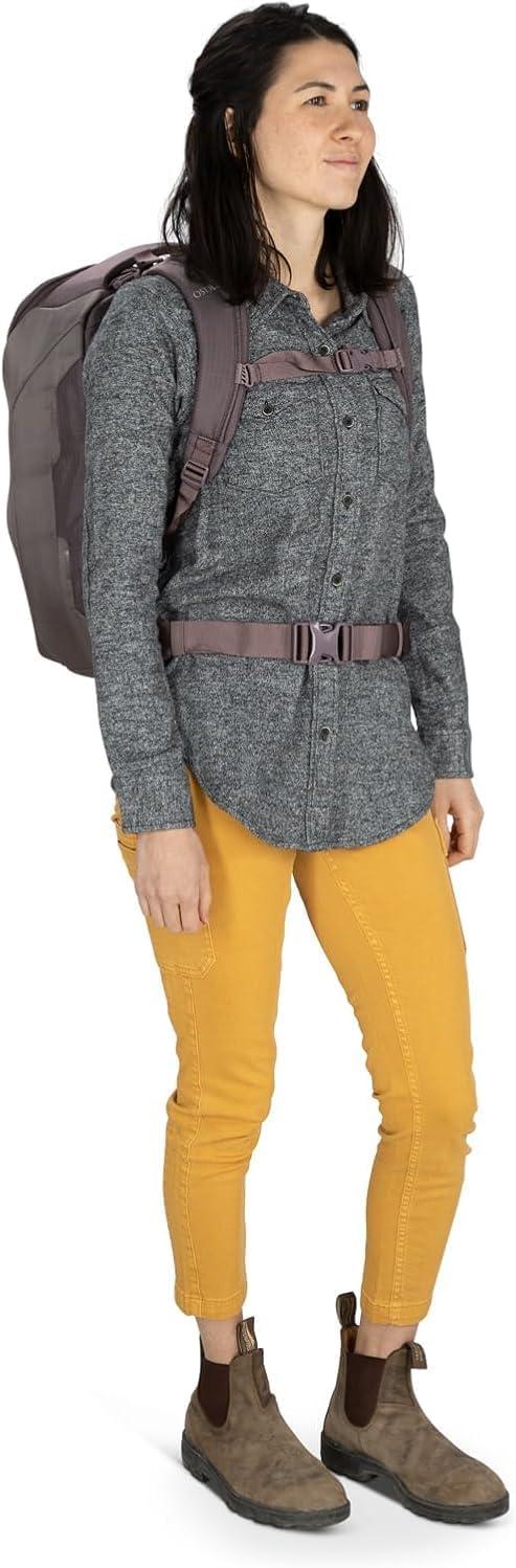 imageOsprey Sojourn Porter 46L Travel Backpack CarryOn Compliant Luggage with StraightJacket Compression and Padded Laptop Sleeve Durable Pack for International or Urban Travel Brindle BrownGraphite Purple
